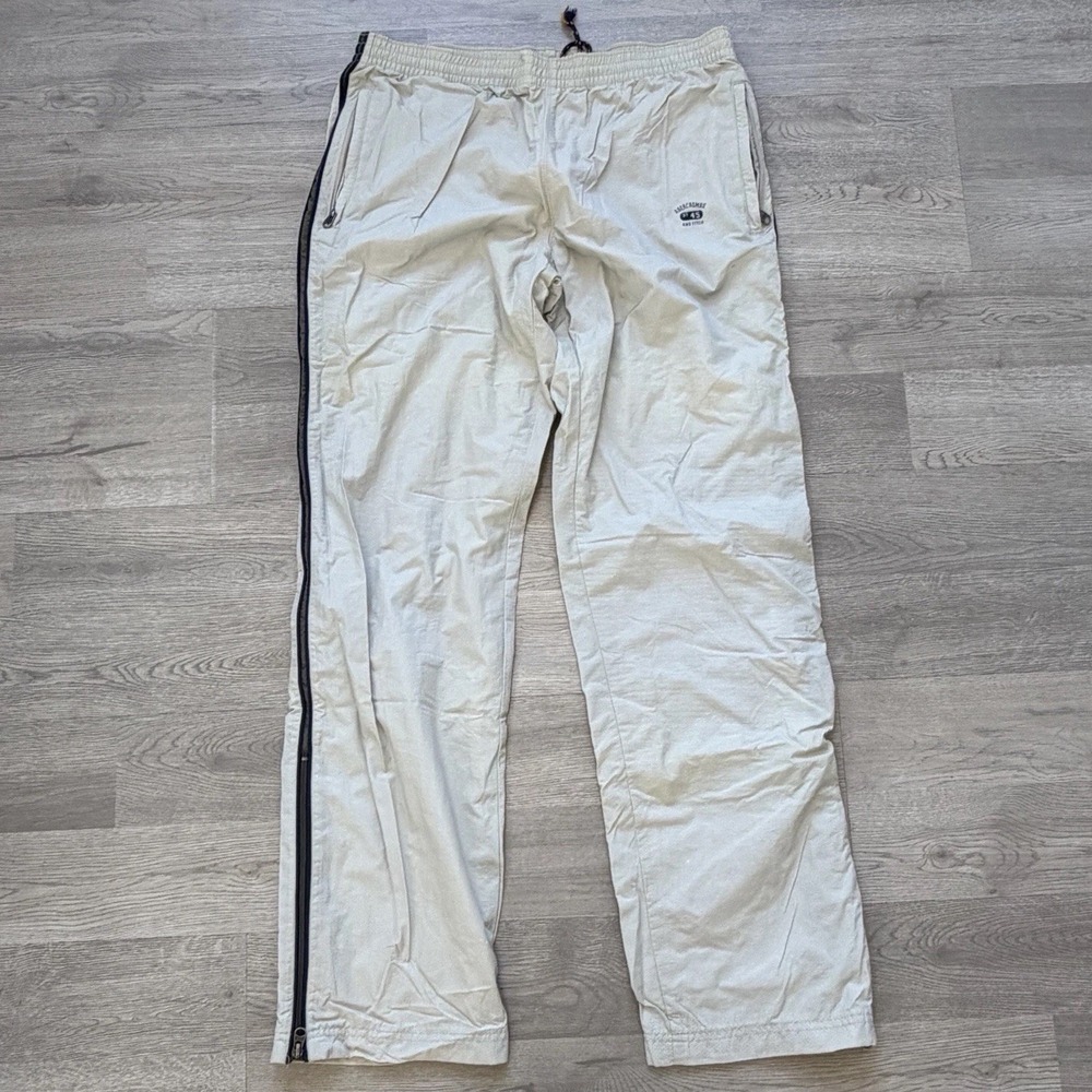 Vintage Abercrombie & Fitch Track Pants Mens S‎ Beige Lined Nylon Y2K Athletic